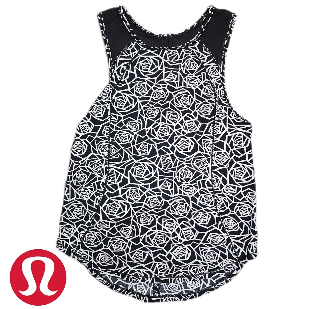 lululemon athletica Black and White Rose-Print Tank Top